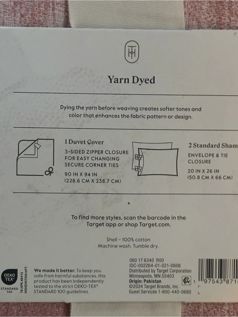 Threshold Yarn Dyed Cotton Duvet Cover Set - Blush Pink